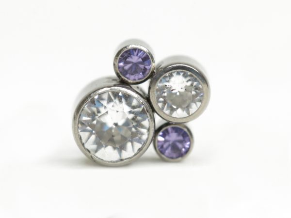 Accesorio 4 Zirconias 2 Clear & 2 Violeta