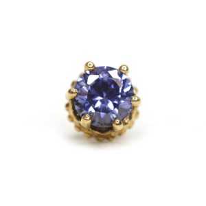 Prong Set Cz Tanzanite de oro
