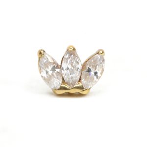 Triple Marquise Cz Clear de oro