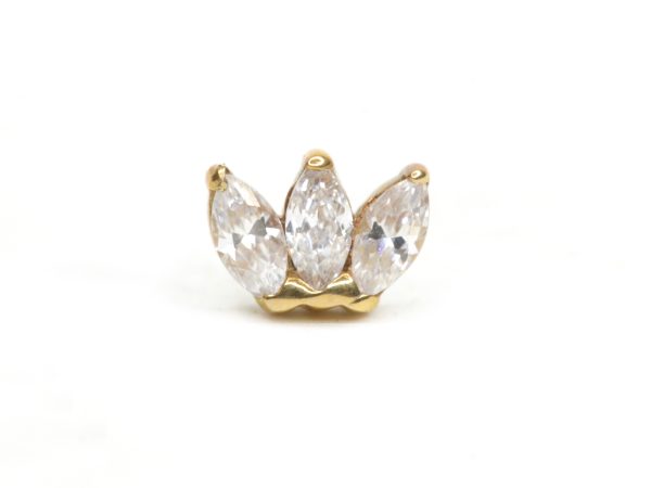 Triple Marquise Cz Clear de oro